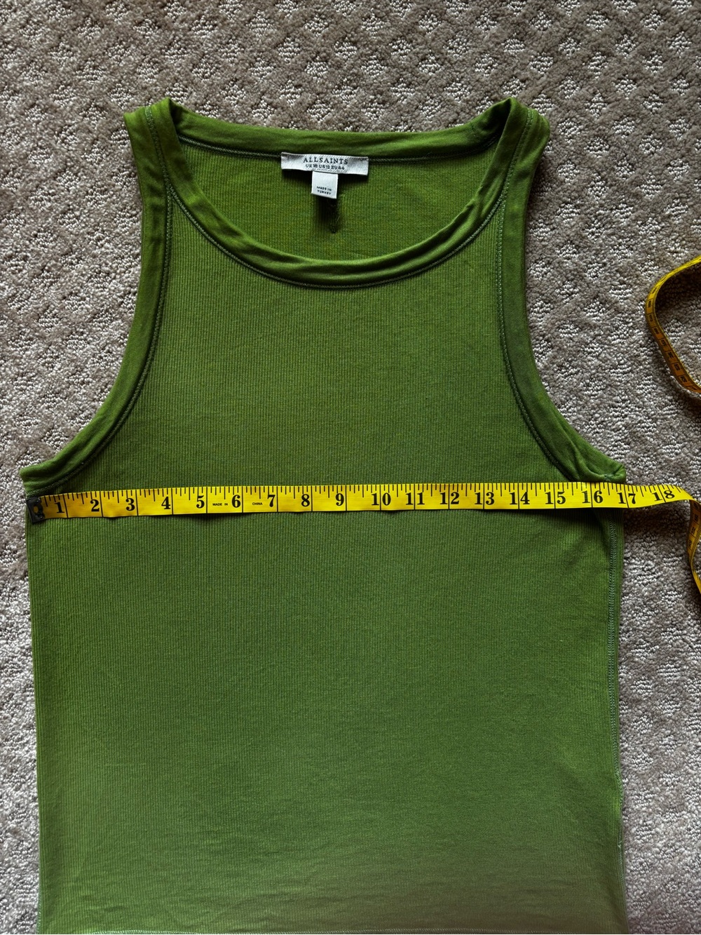 AllSaints Olive Green Rina Rib Tank - Picture 5 of 8
